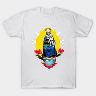 Saint Mary with the baby Jesus on her lap medieval sculpture T-Shirt